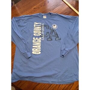 Gildan Orange County California Long Sleeve Graphic T-Shirt Blue Mens 2XL